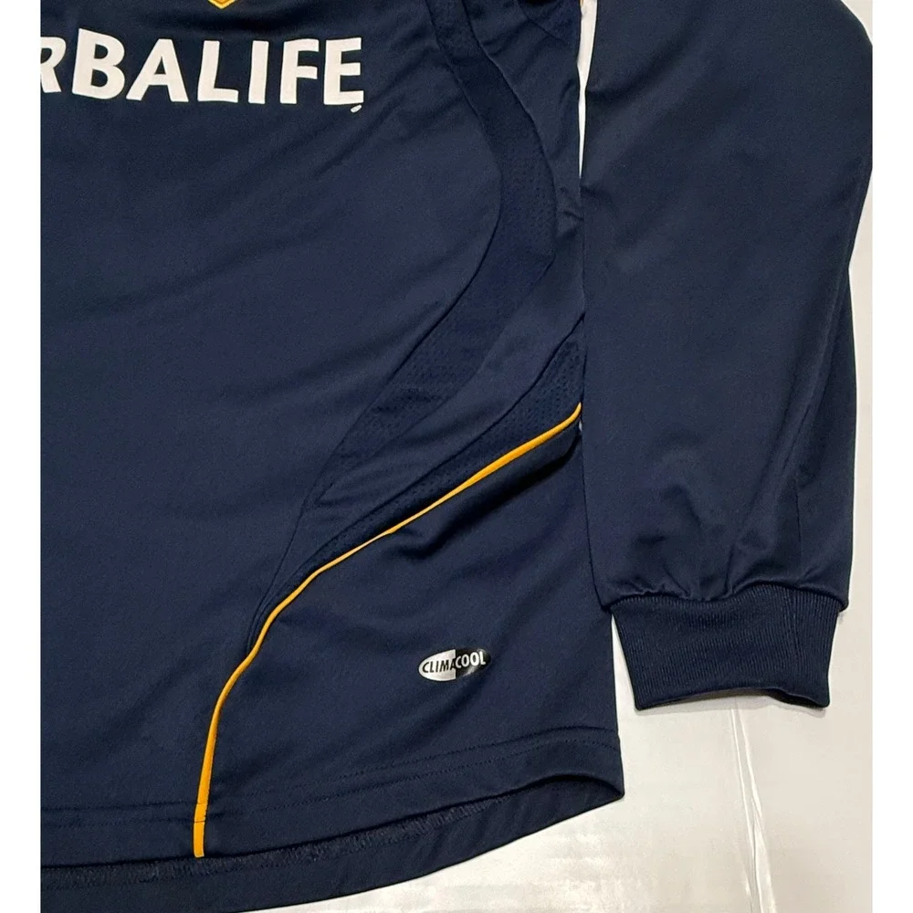 Adidas LA Galaxy Beckham 23 Jersey Mens Large Navy Blue Long Sleeve Soccer MLS